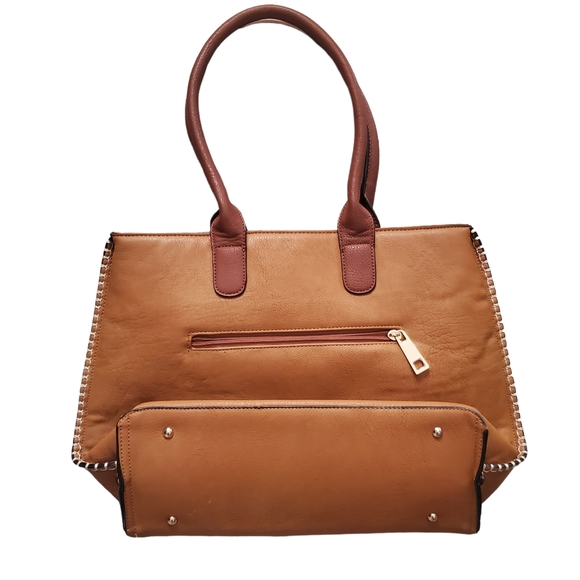 Clarks Handbag Purse 2 tone brown Faux Leather - Picture 3 of 7